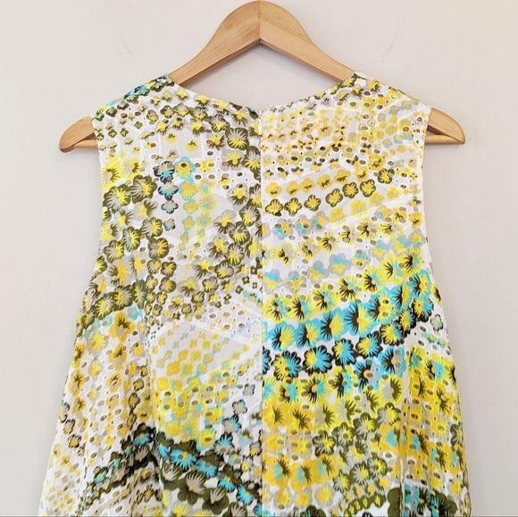 MSGM Eyelet Patchwork Floral Trapeze Mini Dress Sun Dress 70s Mod - Picture 6 of 14